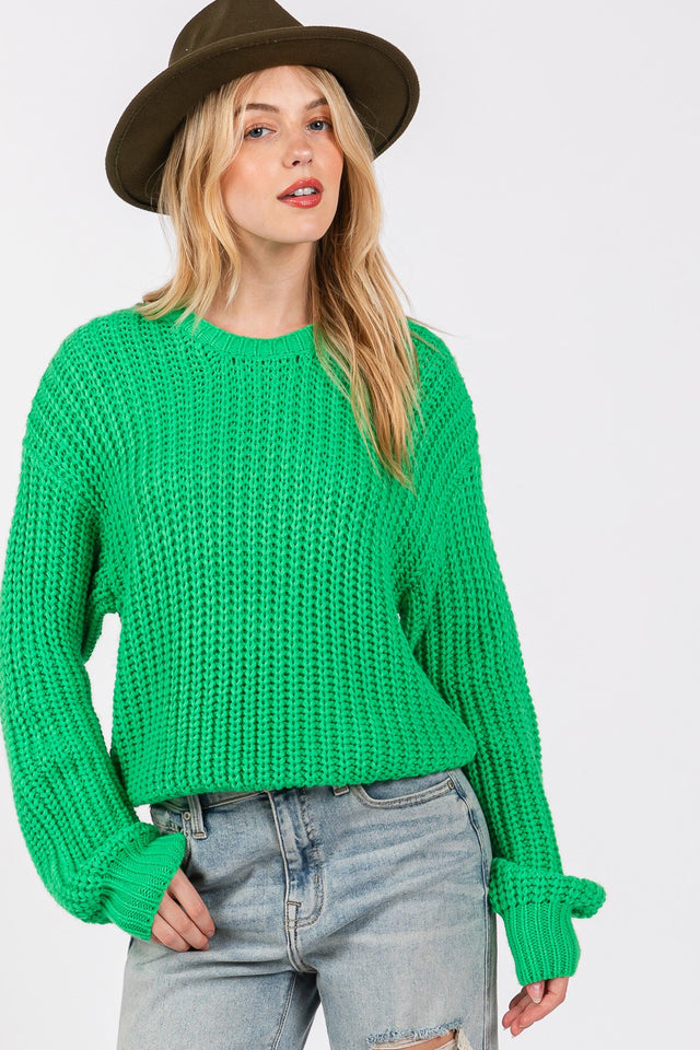 SAGE + FIG Round Neck Drop Shoulder Sweater | Hanalas