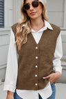 Button Down V-Neck Sweater Vest | Hanalas