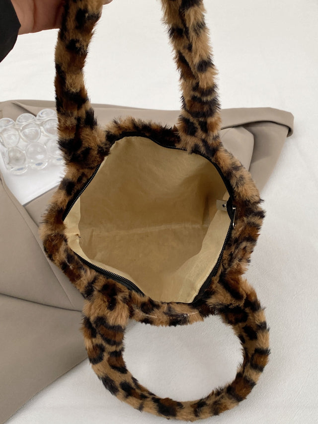 Leopard Fluff Handbag with Zip | Hanalas