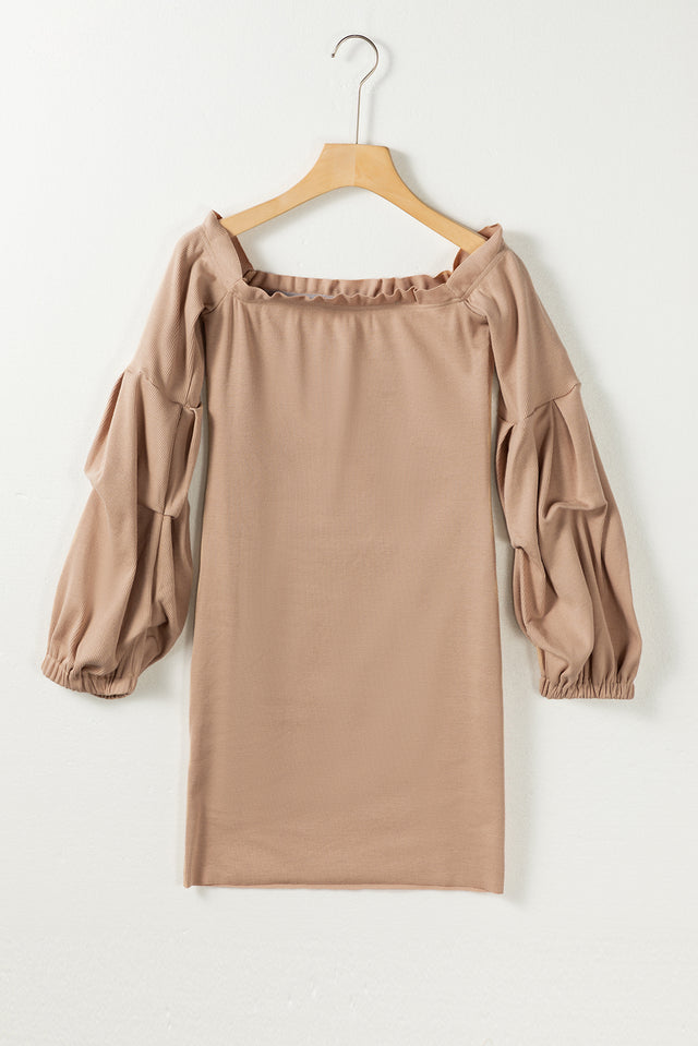 Ruched Off Shoulder Long Sleeve Dress