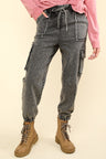 VERY J Washed Drawstring Jogger Cargo Jeans | Hanalas