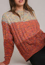 Cable-Knit Color Block Round Neck Long Sleeve Sweater Trendsi Hanalas