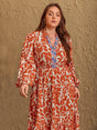 Plus Size Printed Notched Long Sleeve Maxi Dress Trendsi Hanalas