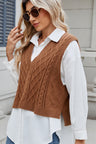 Cable-Knit V-Neck Sweater Vest | Hanalas