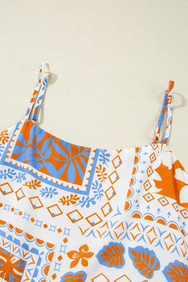 Printed Smocked Back Ricrac Trim Cami Dress | Hanalas