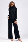 Basic Bae High- Low Turtleneck Long Sleeve Top and Pants Sweater Set Trendsi Hanalas