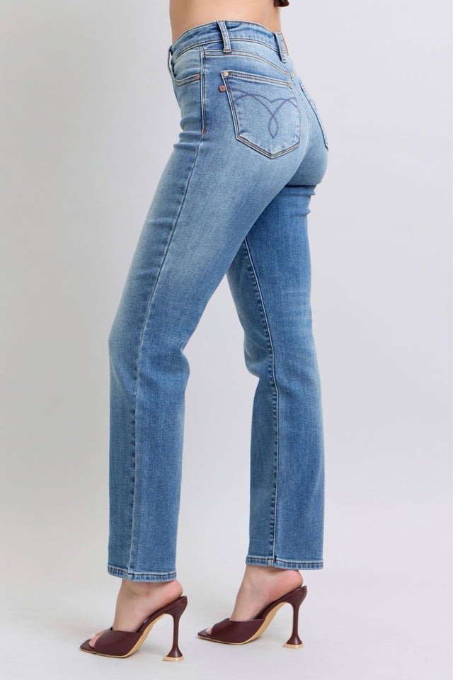 Judy Blue Full Size Wash Thermal Straight Jeans with Pockets | Hanalas