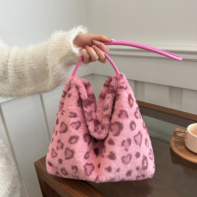 Leopard Furry Shoulder Bag | Hanalas