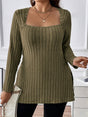 Plus Size Square Neck Long Sleeve Top Trendsi Hanalas