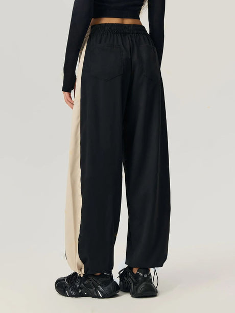 Drawstring Hem Contrast Elastic Waist Pants | Hanalas