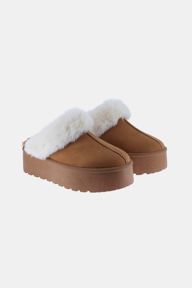 Weeboo Thick Bottom Fur Trim Snow Slippers Trendsi Hanalas