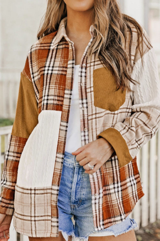 Plaid Button Up Long Sleeve Shacket | Hanalas