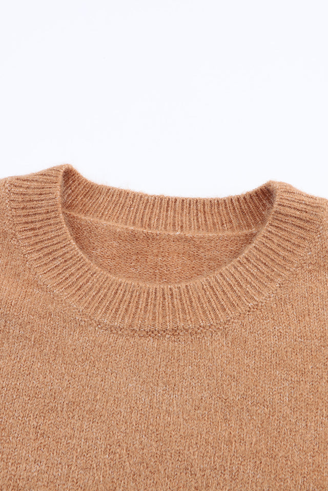 Color Block Round Neck Dropped Shoulder Sweater | Hanalas