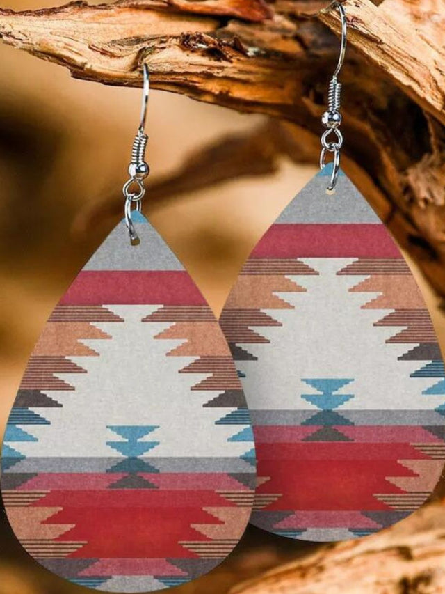 Printed PU Leather Dangle Earrings | Hanalas