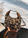 Fuzzy Polyester Mini Handbag with Zipper