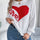 LOVE Heart Round Neck Dropped Shoulder Sweater | Hanalas