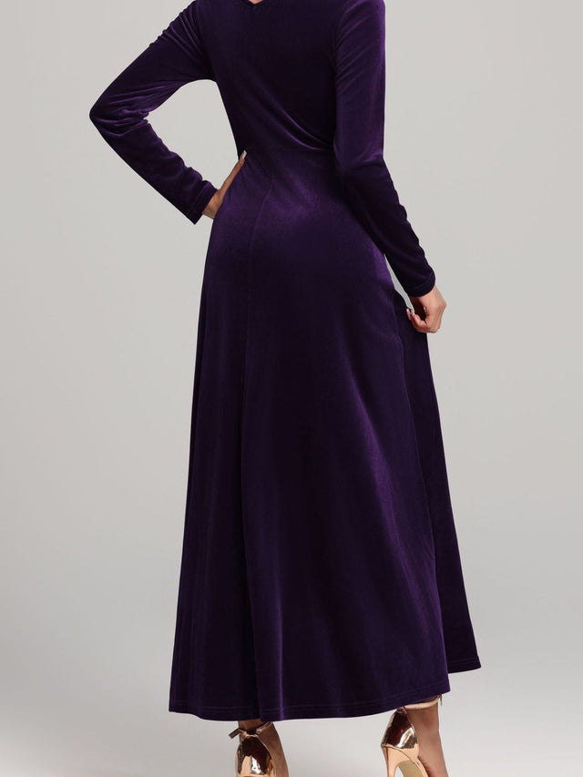 Square Neck Long Sleeve Velvet Dress | Hanalas