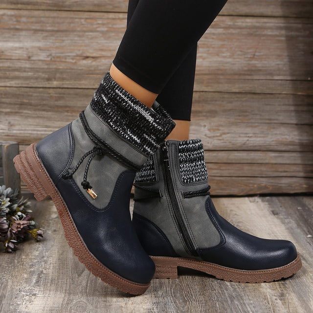 Side Zipper PU Leather Boots Trendsi Hanalas