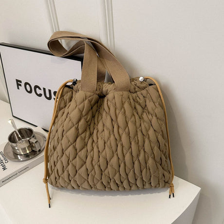 Drawstring Bubble Texture Tote Bag Trendsi Hanalas