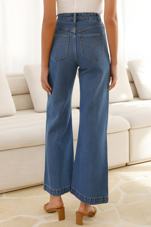 High Waist Bootcut Jeans with Pockets | Hanalas