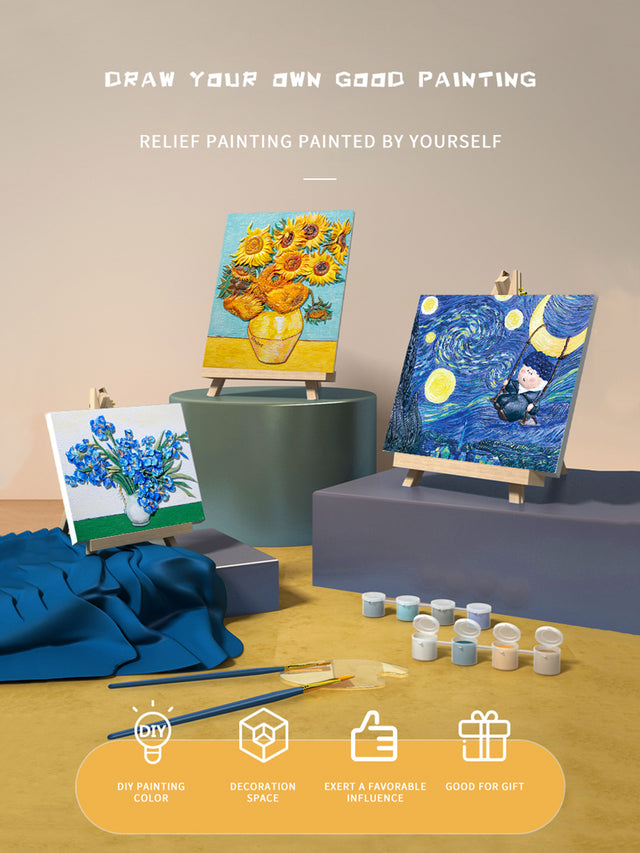 Relief Van Gogh's Sunflowers DIY 3D Oil Painting Kit | Hanalas