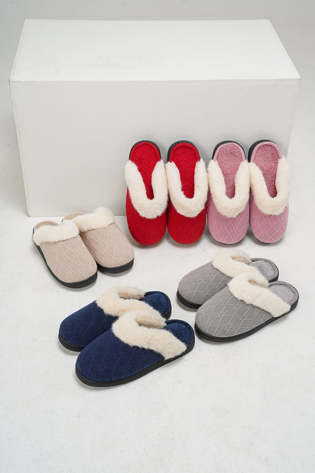 Thermal Faux Fur Round Toe Slippers | Hanalas