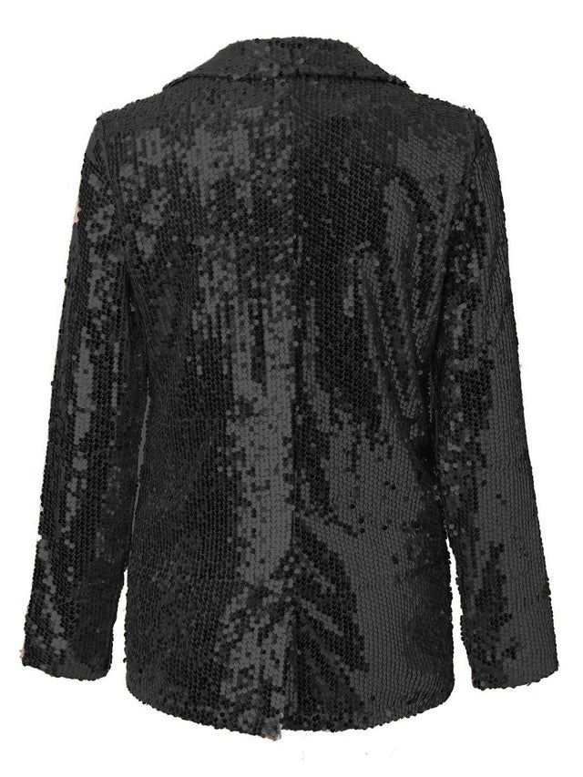 Sequin Lapel Collar Long Sleeve Blazer | Hanalas