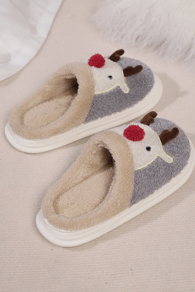 Elk Furry PVC Flat Slippers | Hanalas