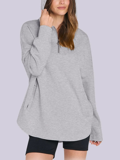 Quarter Zip Long Sleeve Hoodie | Hanalas