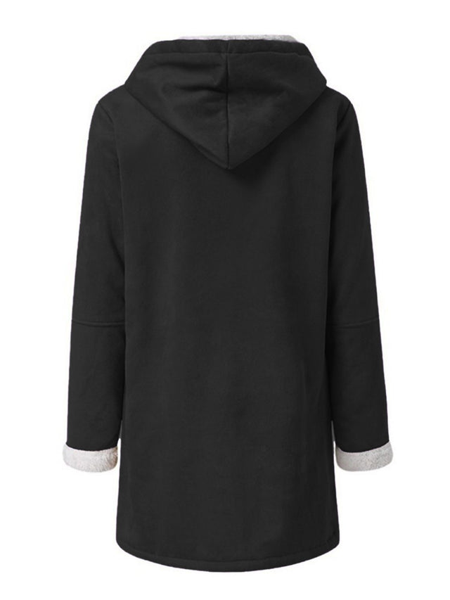 Full Size Pocketed Long Sleeve Hooded Toggle Jacket | Hanalas