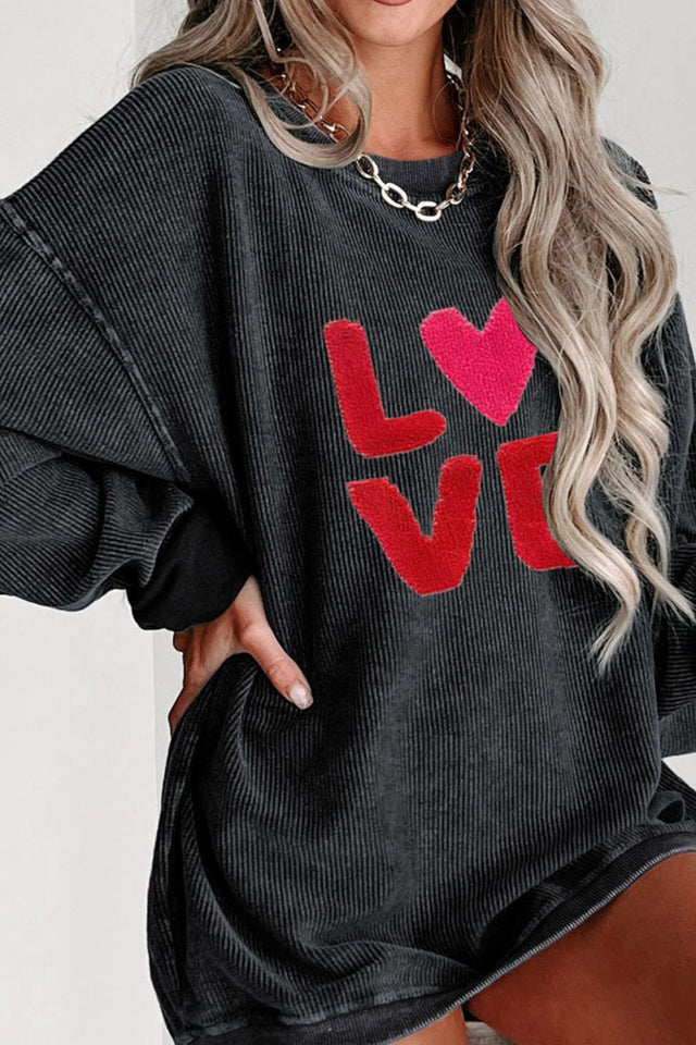 Valentine’s Day LOVE Round Neck Long Sleeve Sweatshirt | Hanalas