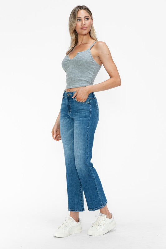 bytos Full Size Cat's Whiskers Mid Rise Ankle Jeans | Hanalas