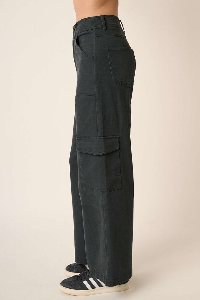 Mittoshop Wide Leg High Waist Pants with Cargo Pockets | Hanalas