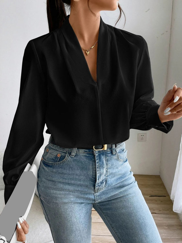 V Neck Long Sleeve Top | Hanalas