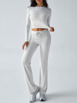 Devine Round Neck Long Sleeve Top and Drawstring Pants Set