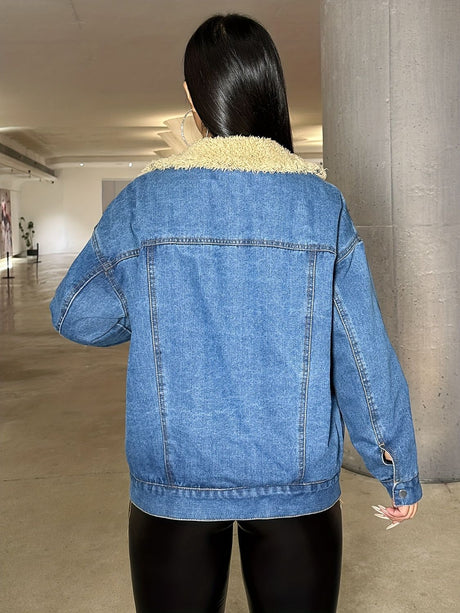 Snap Down Long Sleeve Denim Jacket Trendsi Hanalas