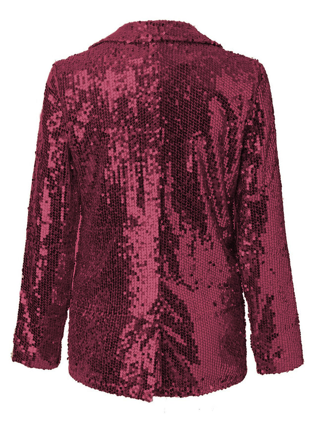 Sequin Lapel Collar Long Sleeve Blazer | Hanalas