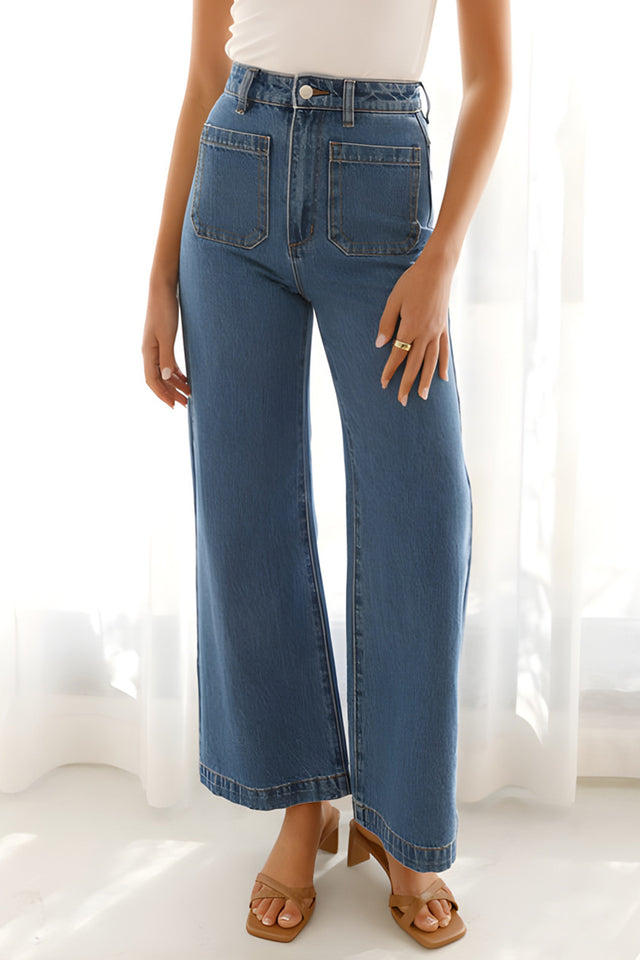 High Waist Bootcut Jeans with Pockets | Hanalas