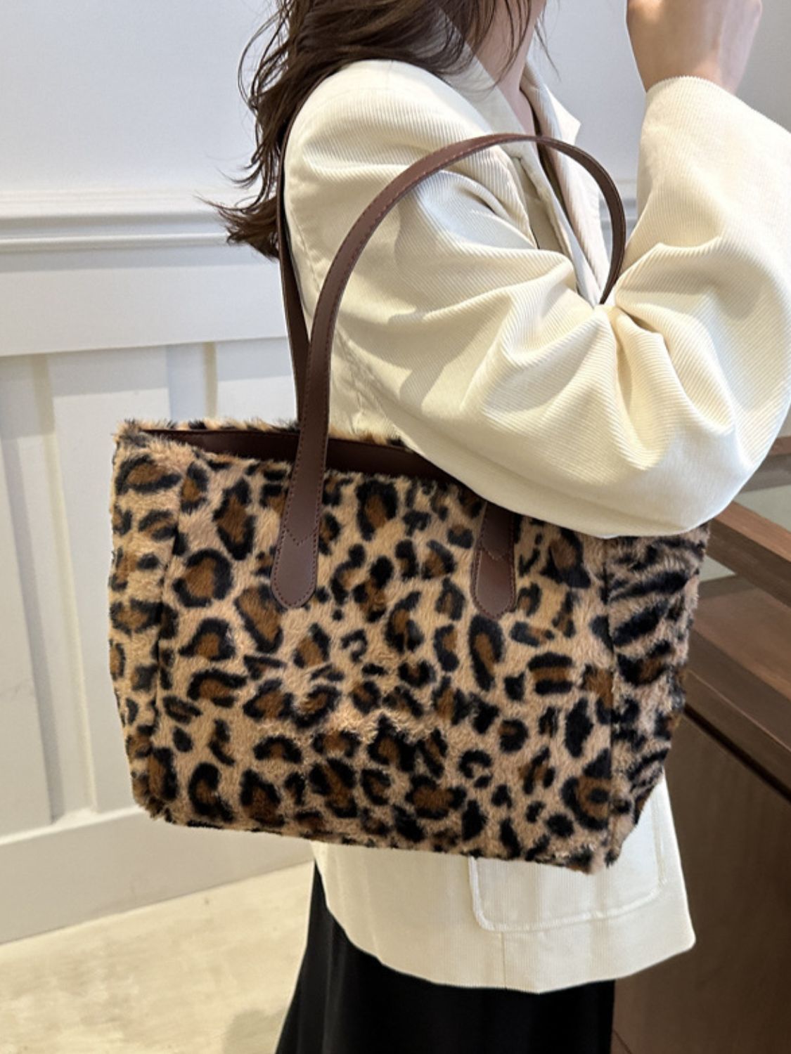 Leopard Fluff Tote Bag