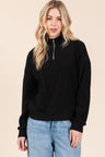 BOMBOM Quarter Zip Long Sleeve Sweatshirt with Pockets Trendsi Hanalas