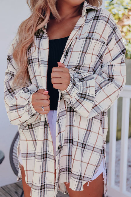 Plaid Button Up Long Sleeve Shacket | Hanalas