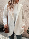 Open Front Long Sleeve Hooded Fuzzy Cardigan | Hanalas