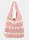 Fame Contrast Heart Crochet Tote Bag | Hanalas