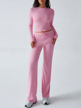 Devine Round Neck Long Sleeve Top and Drawstring Pants Set