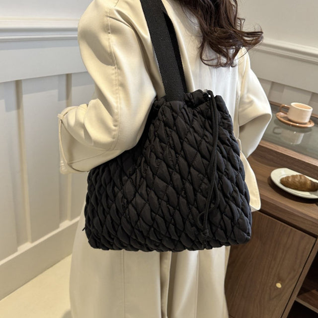 Drawstring Bubble Texture Tote Bag Trendsi Hanalas