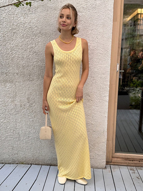 Openwork Sleeveless Maxi Dress | Hanalas