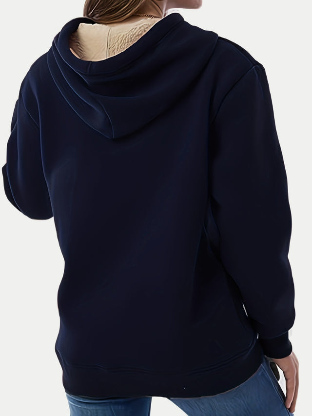 Drawstring Long Sleeve Hoodie with Kangaroo Pocket | Hanalas