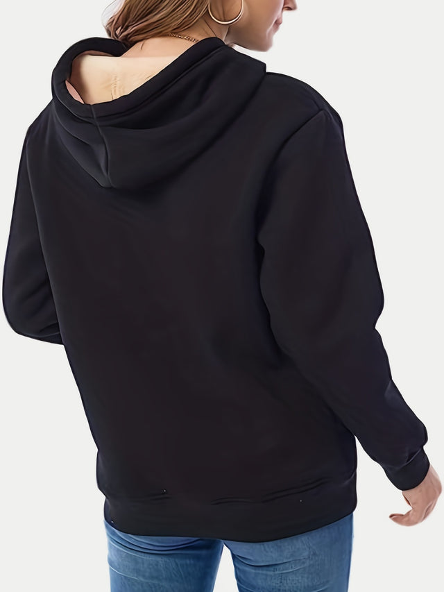 Drawstring Long Sleeve Hoodie with Kangaroo Pocket | Hanalas