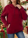 Drawstring Long Sleeve Hoodie with Kangaroo Pocket | Hanalas