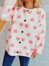 Heart Button Up Long Sleeve Cardigan